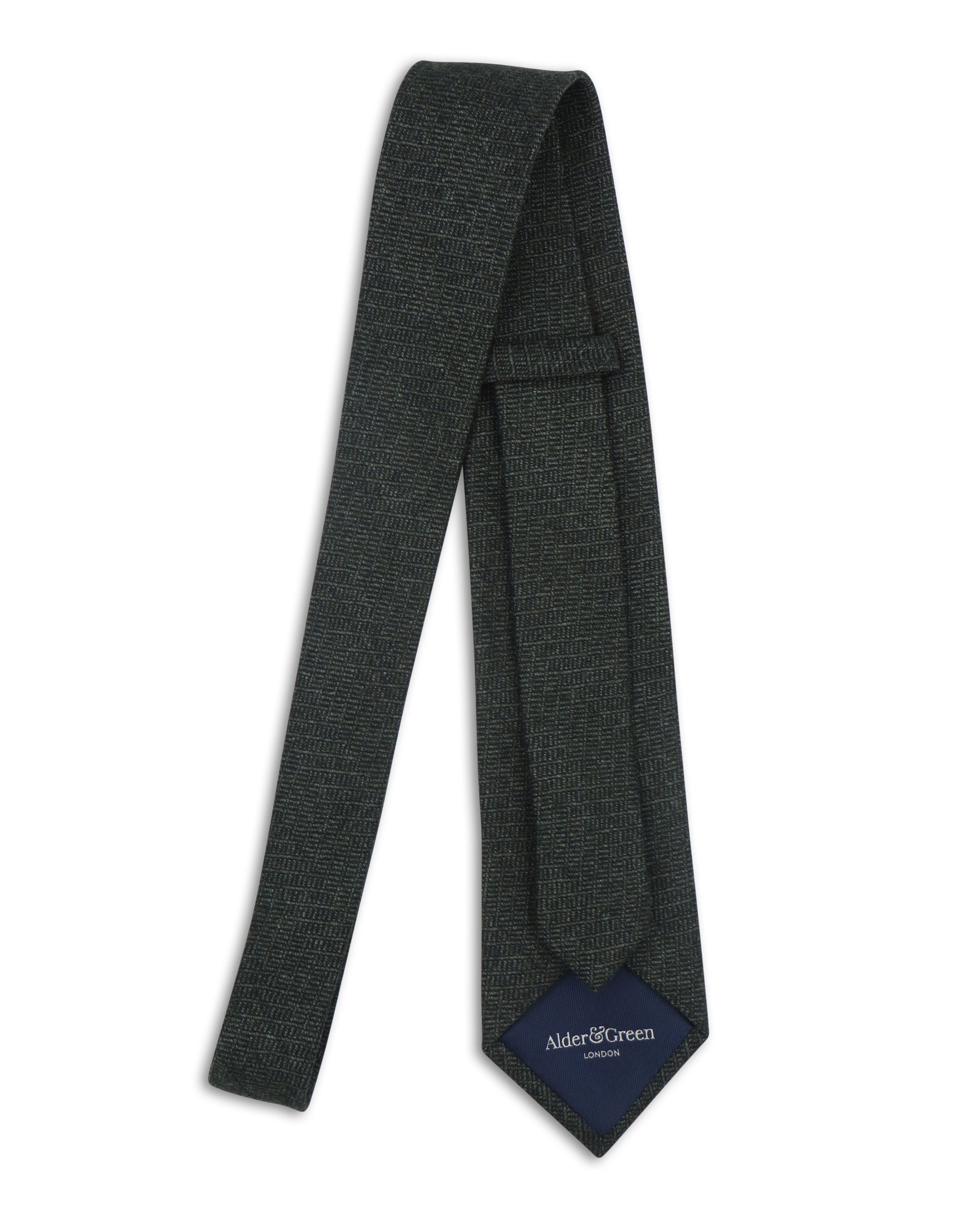 Alder & Green Dark Green Wool-blend Tie